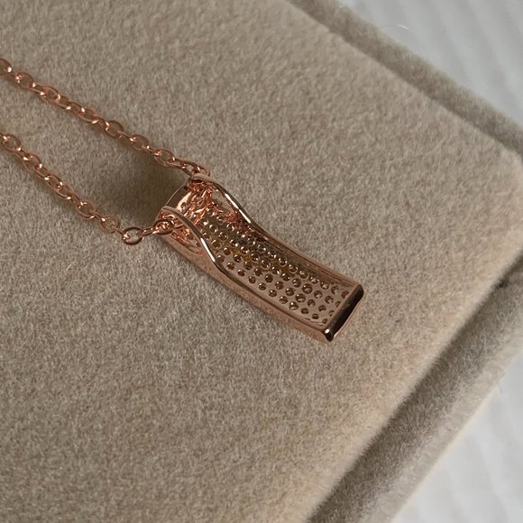 NWOT Rose Gold (Pink) Tone Pave CZ Pendant + Chain - Picture 5 of 5